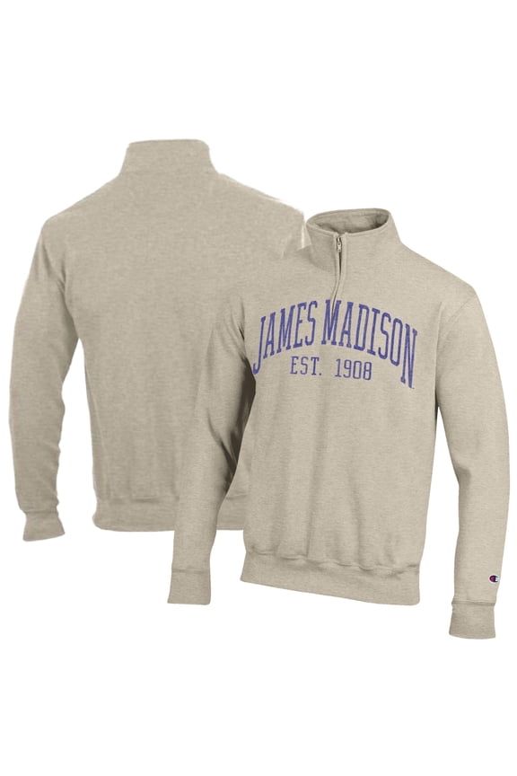 Men's Champion  Cream James Madison Dukes Established Date Quarter-Zip Pullover