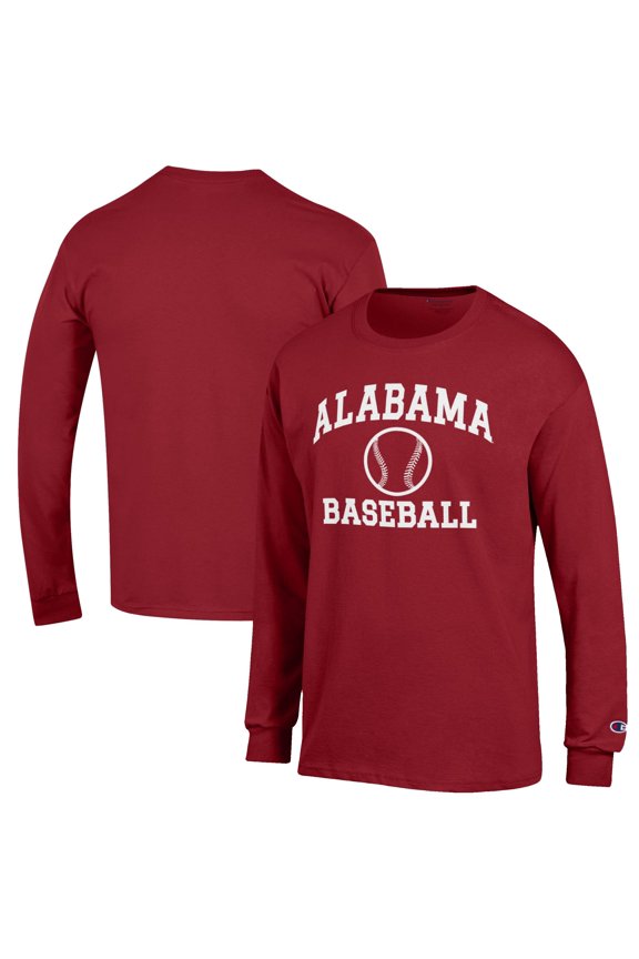 Men's Champion Crimson Alabama Crimson Tide Baseball Icon Long Sleeve T-Shirt