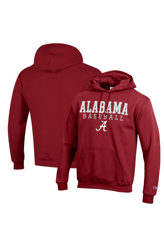 Men's Champion Crimson Alabama Crimson Tide Baseball Stack Pullover Hoodie