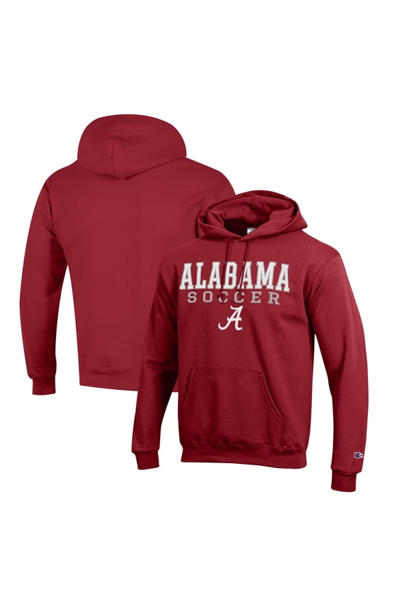 Men's Champion Crimson Alabama Crimson Tide Soccer Stack Logo Powerblend Pullover Hoodie