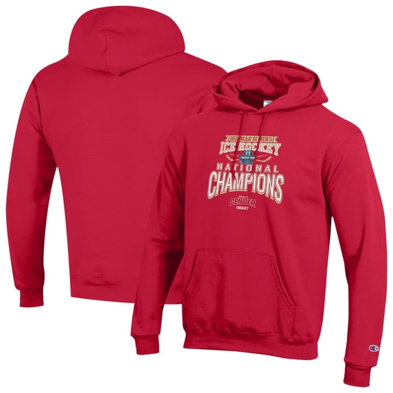 Men's Champion Crimson Denver Pioneers 2026 NCAA Frozen Four Men's Ice Hockey National Champions Eco Powerblend Hoodie