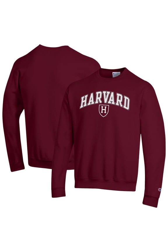 Men's-Champion  Crimson Harvard Crimson Arch Over Logo Pullover Sweatshirt