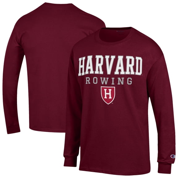 Men's Champion Crimson Harvard Crimson Rowing Jersey Long Sleeve T-Shirt