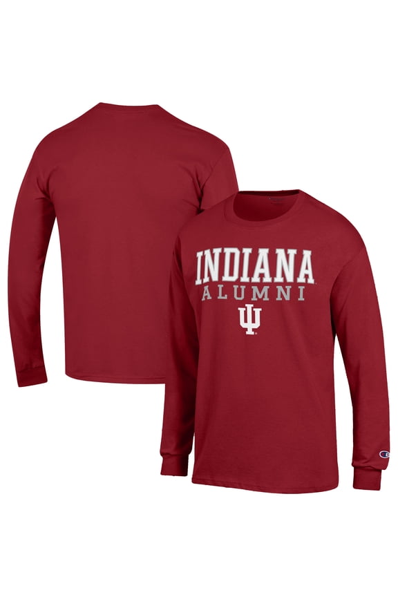 Men's Champion Crimson Indiana Hoosiers Alumni Logo Stack Long Sleeve T-Shirt