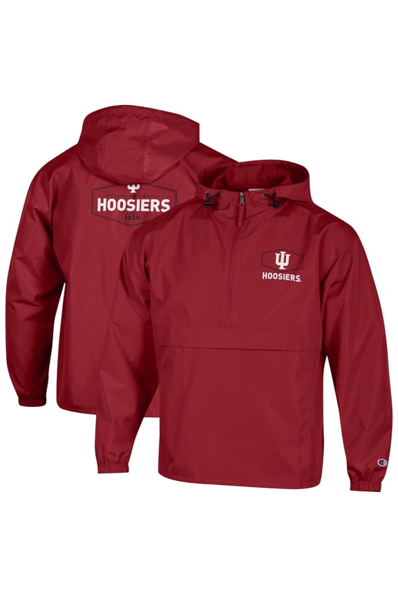 Men's Champion Crimson Indiana Hoosiers Delay Packable Half-Zip Jacket