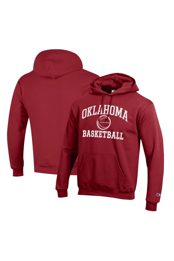 Men's Champion Crimson Oklahoma Sooners Basketball Icon Pullover Hoodie