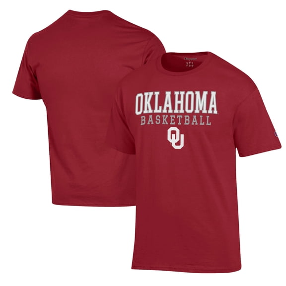 Men's Champion Crimson Oklahoma Sooners Basketball Stack T-Shirt