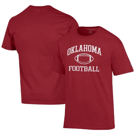 Men's Champion Crimson Oklahoma Sooners Football Icon  T-Shirt
