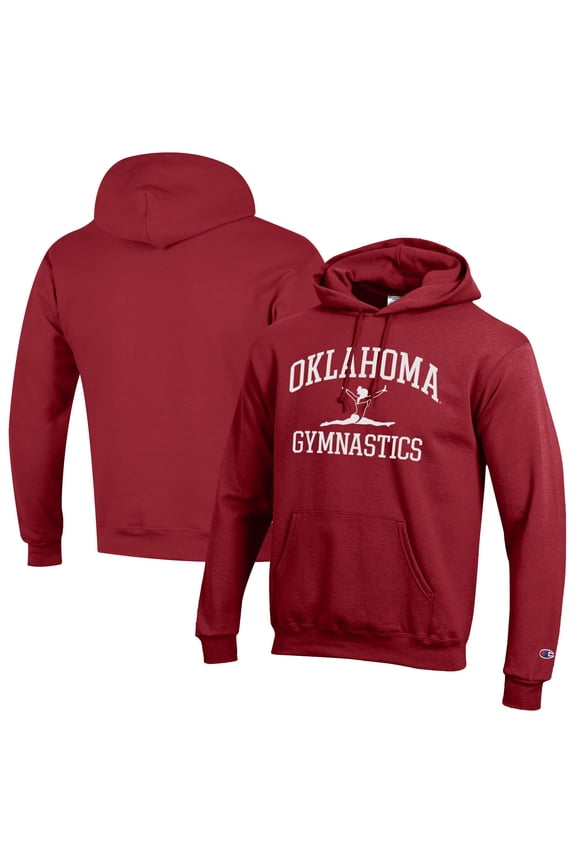 Men's Champion  Crimson Oklahoma Sooners Gymnastics Icon Powerblend Pullover Hoodie