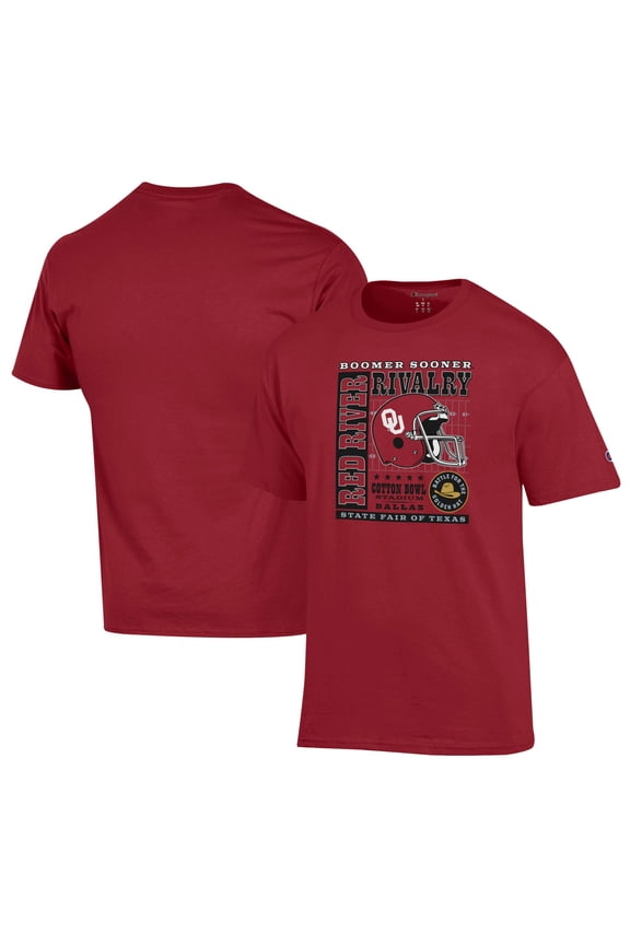 Men's Champion  Crimson Oklahoma Sooners Red River Rivalry Slogan T-Shirt