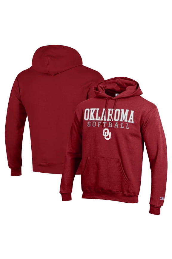 Men's Champion Crimson Oklahoma Sooners Softball Stack Pullover Hoodie