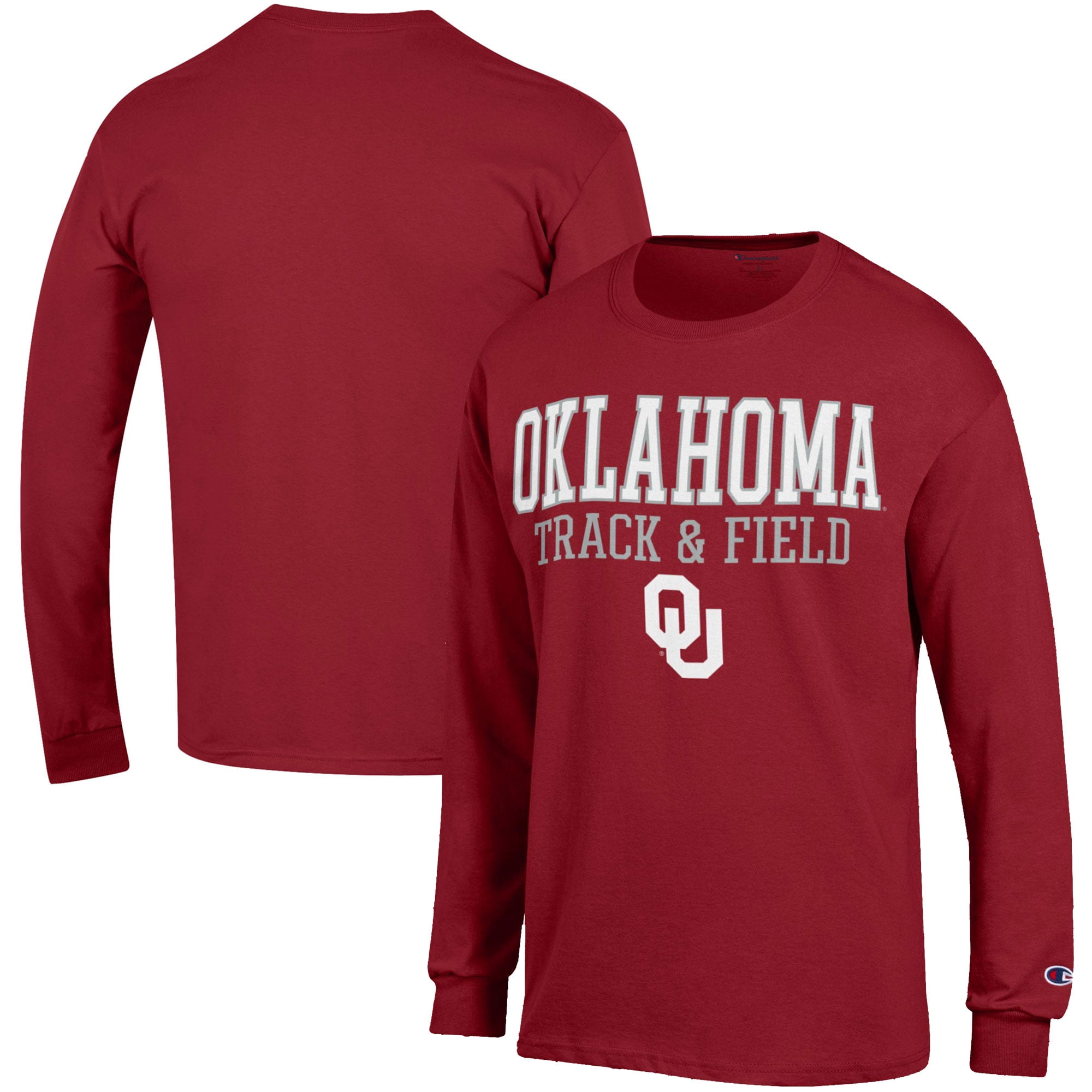 Men's Champion  Crimson Oklahoma Sooners Track & Field Stack Long Sleeve T-Shirt