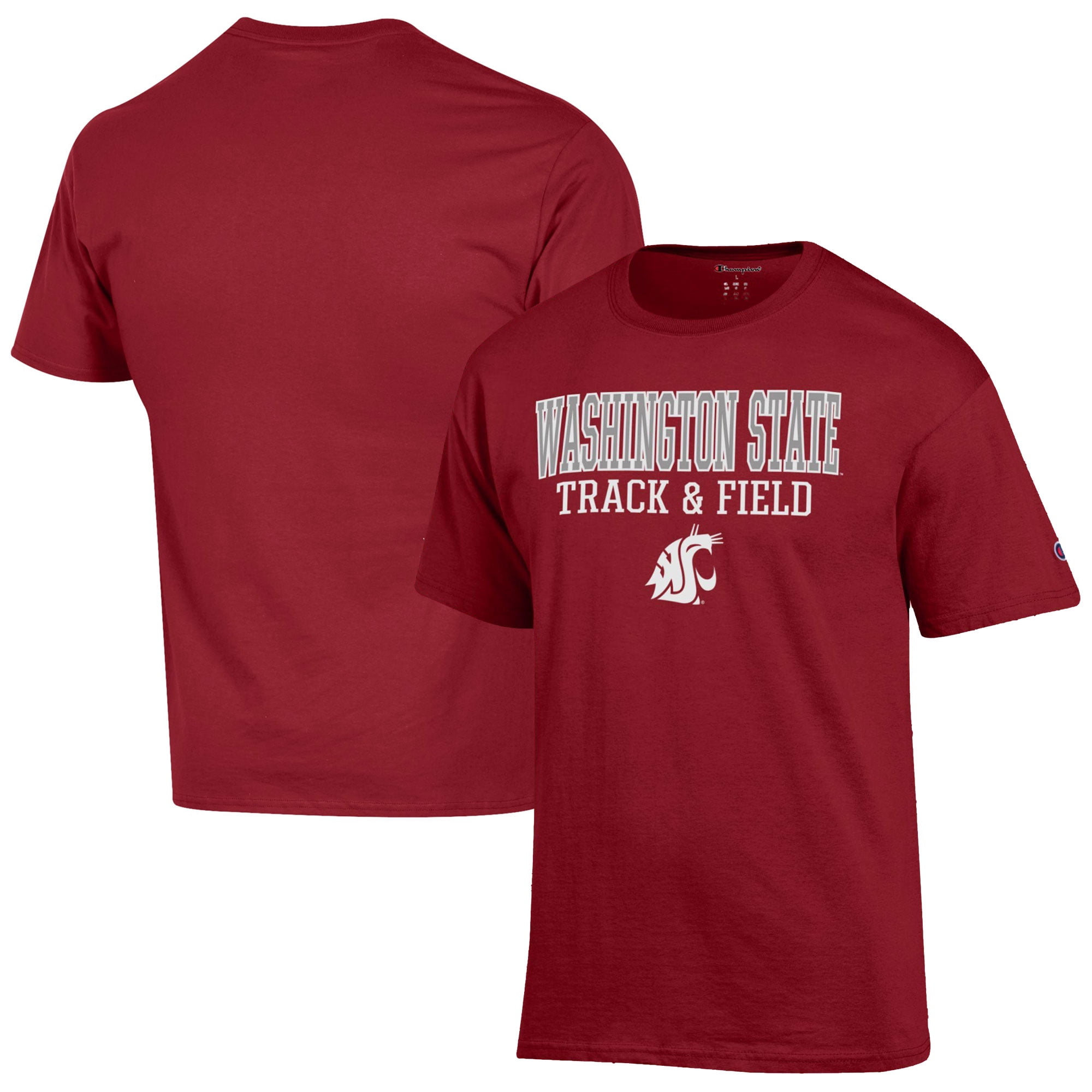 Men's Champion  Crimson Washington State Cougars Track & Field Stack T-Shirt