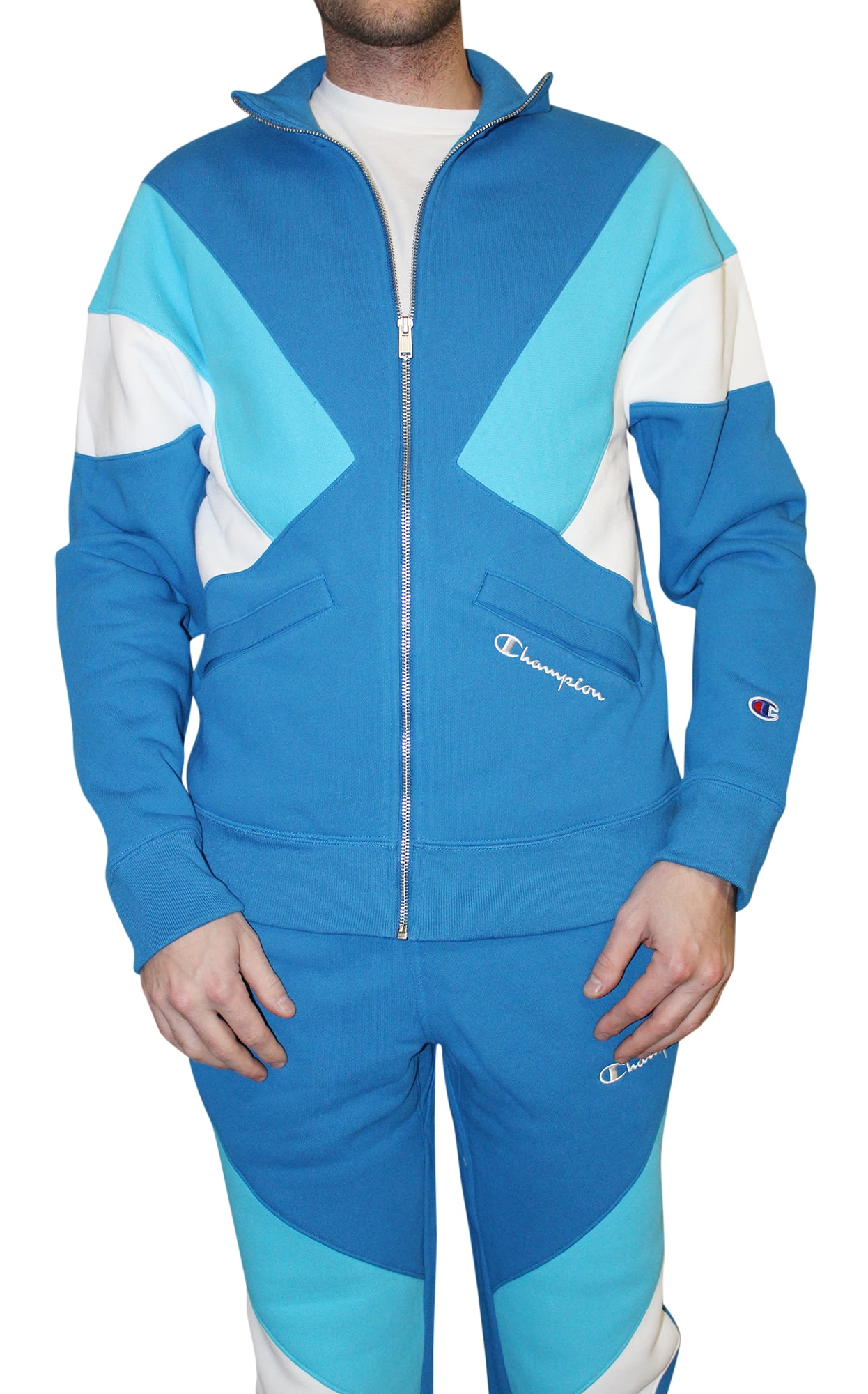 Men's Champion Deep Hotline Blue Colorbrock Sript Logo Track Jacket L