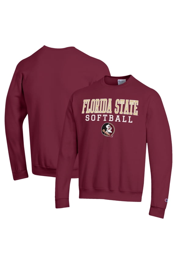 Men's Champion Garnet Florida State Seminoles Softball Stack Pullover Crewneck Sweatshirt