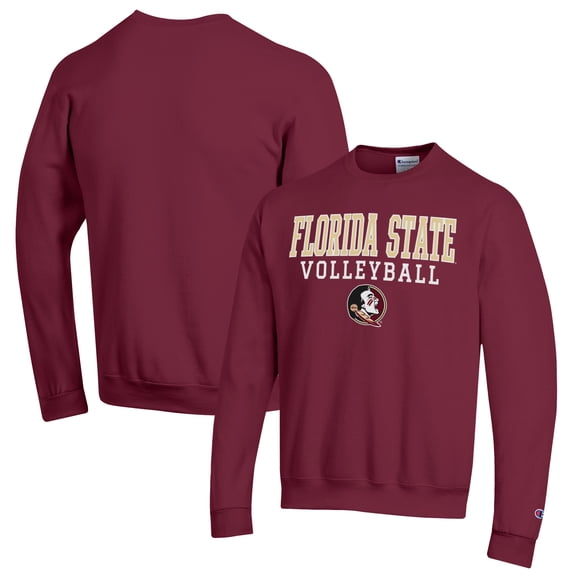 Men's Champion Garnet Florida State Seminoles Stack Logo Volleyball Powerblend Pullover Sweatshirt