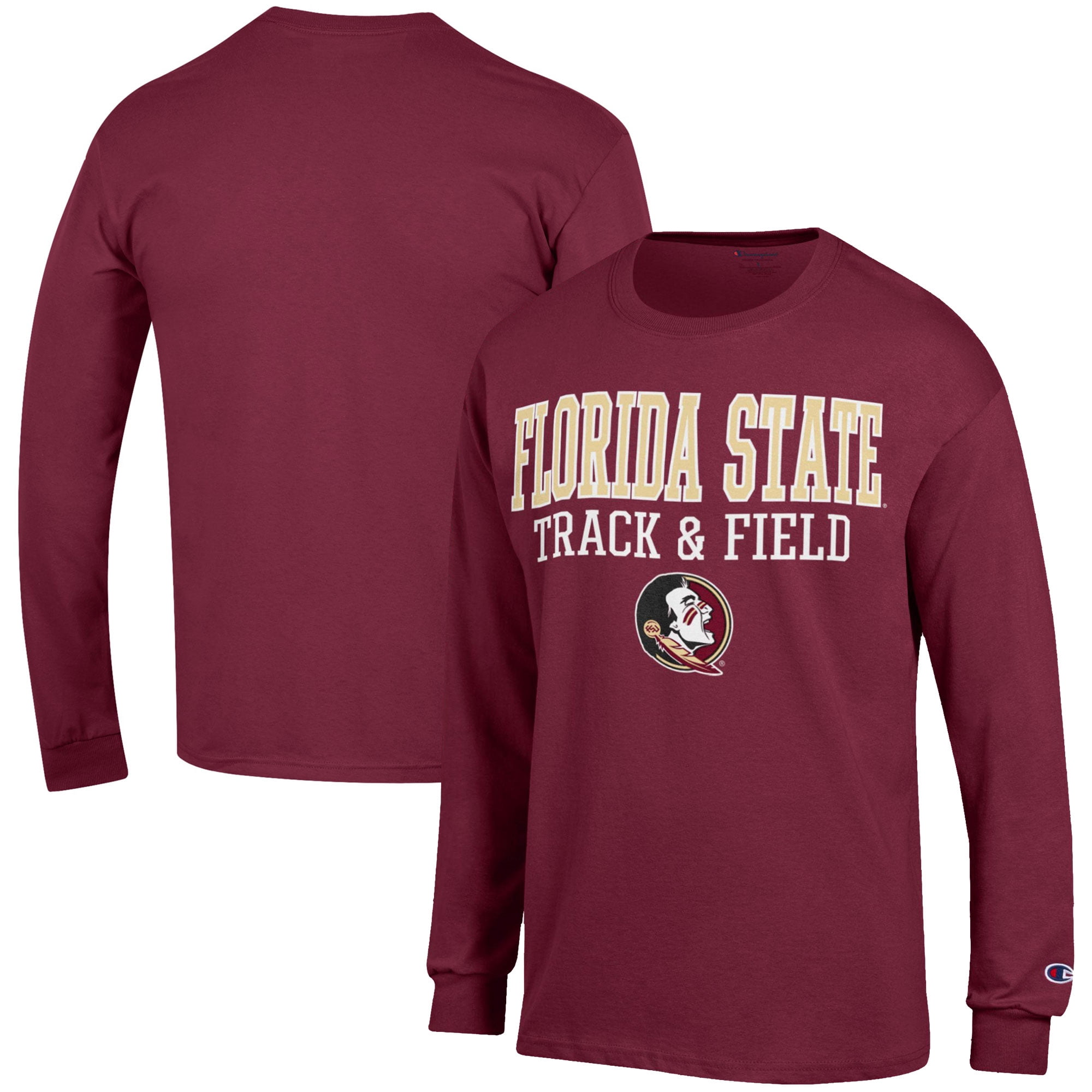 Men's Champion  Garnet Florida State Seminoles Track & Field Stack Long Sleeve T-Shirt