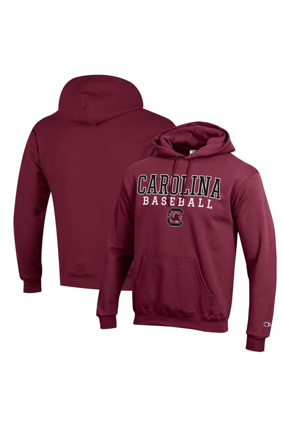 Men's Champion Garnet South Carolina Gamecocks Baseball Stack Pullover Hoodie