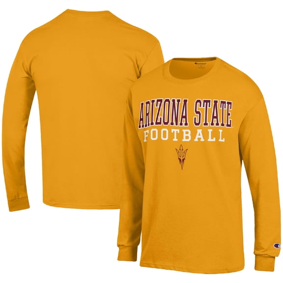 Men's Champion Gold Arizona State Sun Devils Football Stack Long Sleeve T-Shirt