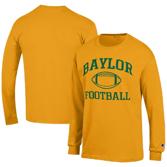 Men's Champion Gold Baylor Bears Football Icon Long Sleeve T-Shirt