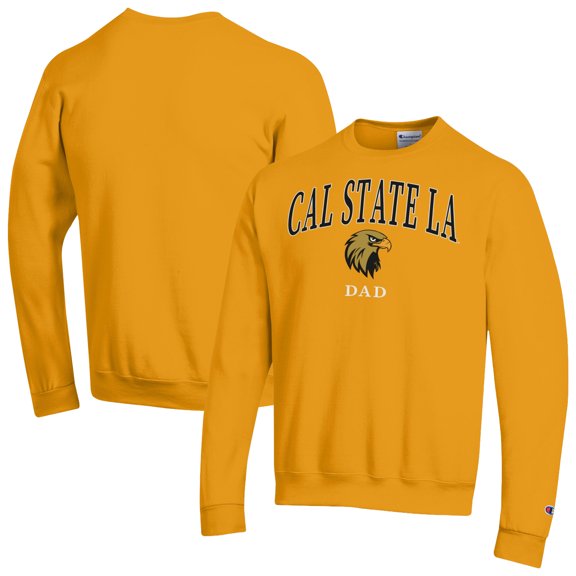 Men's Champion Gold Cal State L.A. Golden Eagles Dad Logo Eco Powerblend Sweatshirt