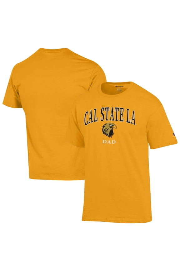 Men's Champion Gold Cal State L.A. Golden Eagles Dad Logo T-Shirt