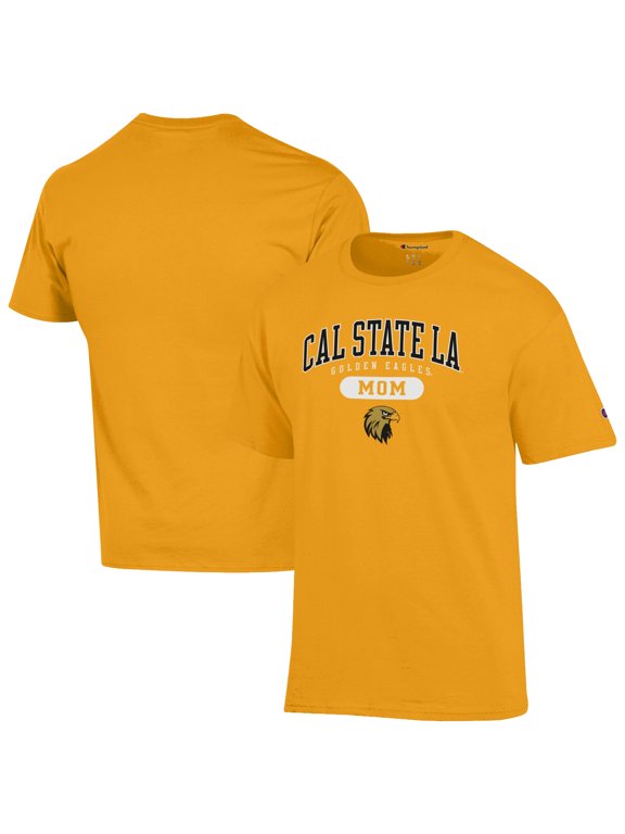 Unisex Champion Gold Cal State L.A. Golden Eagles Mom Pill Box T-Shirt