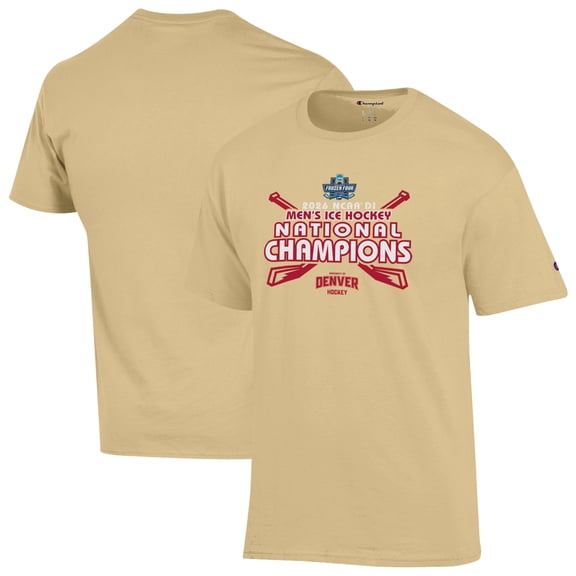 Men's Champion Gold Denver Pioneers 2026 NCAA Frozen Four Men's Ice Hockey National Champions Jersey T-Shirt
