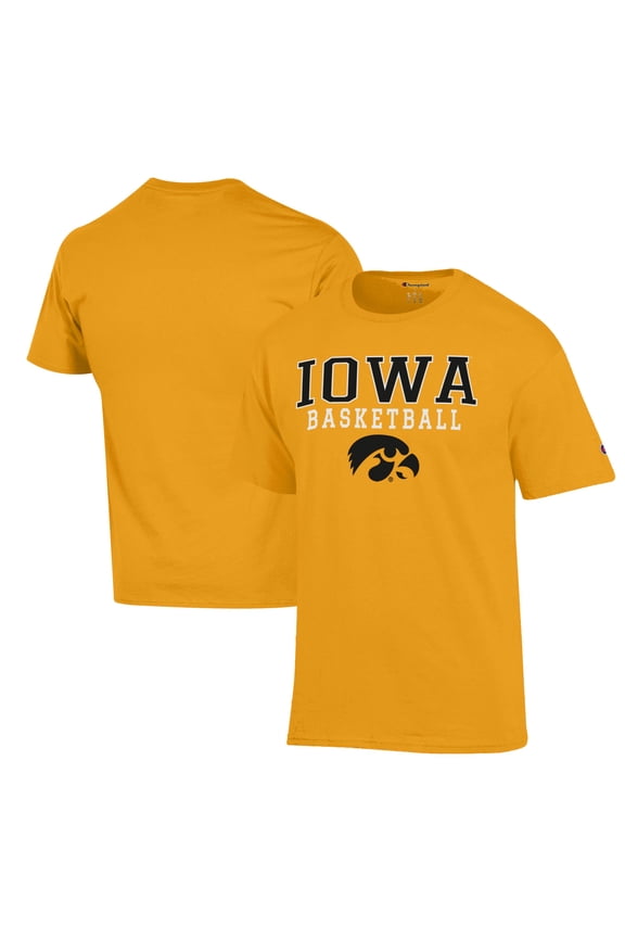 Men's Champion Gold Iowa Hawkeyes Basketball Stack T-Shirt
