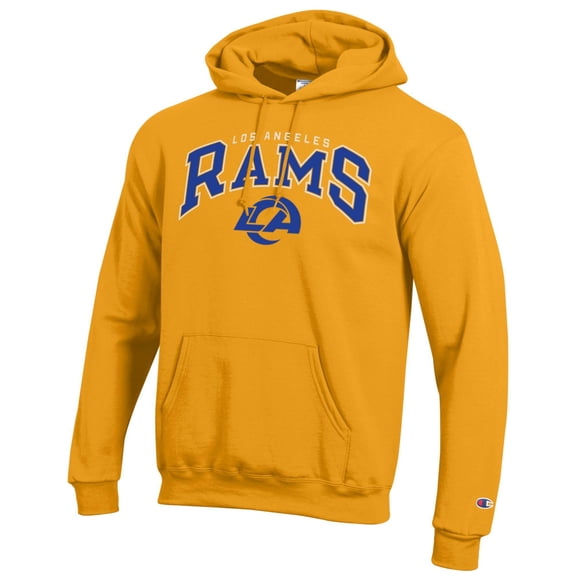 Men's Champion Gold Los Angeles Rams Powerblend Arch Over Logo Hoodie