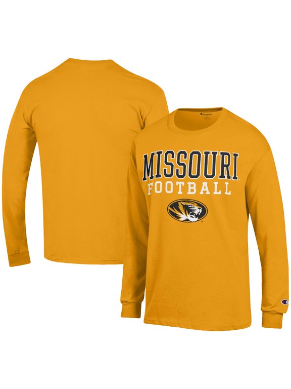 Men's Champion Gold Missouri Tigers Football Stack Long Sleeve T-Shirt
