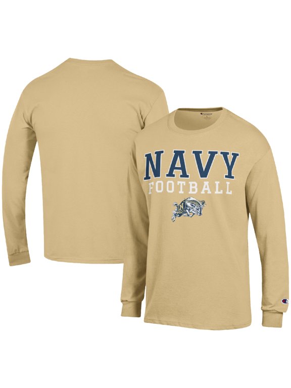 Men's Champion Gold Navy Midshipmen Football Stack Long Sleeve T-Shirt