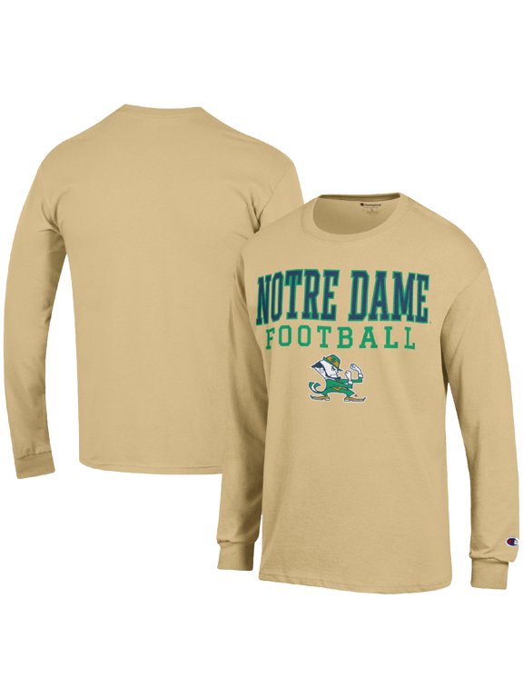 Men's Champion Gold Notre Dame Fighting Irish Football Stack Long Sleeve T-Shirt