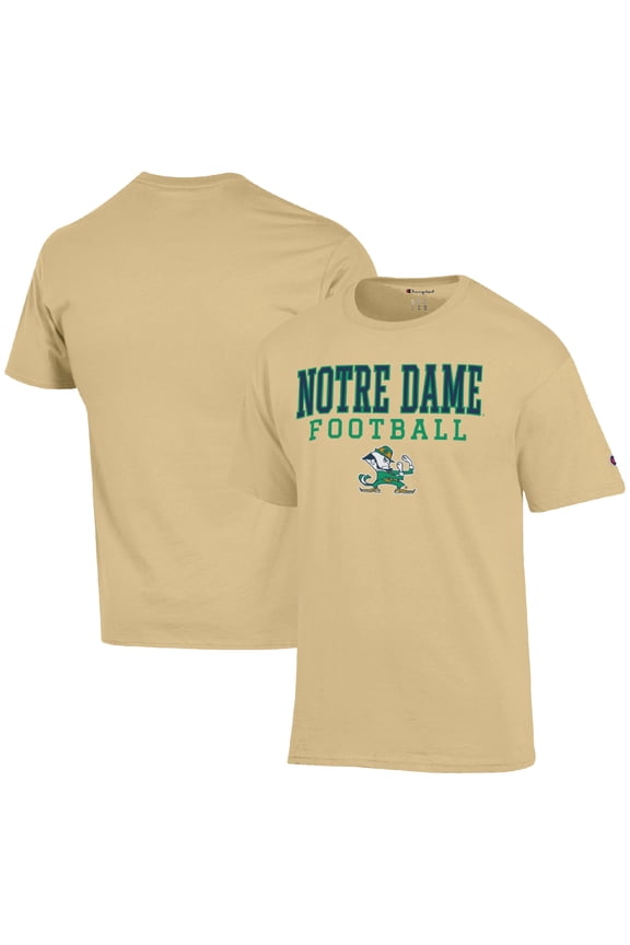 Men's Champion Gold Notre Dame Fighting Irish Football Stack T-Shirt