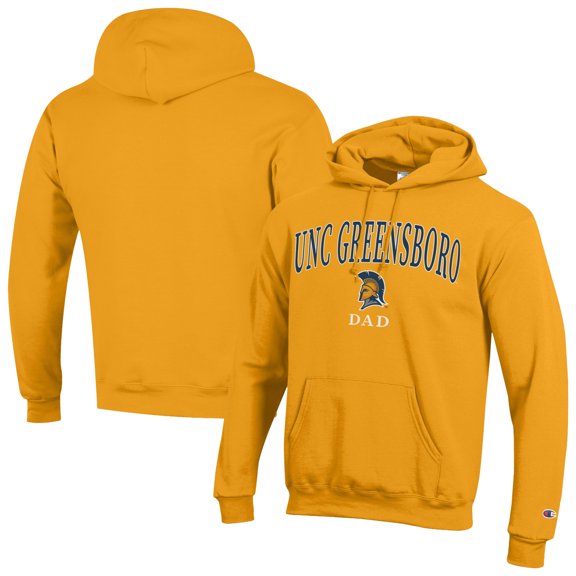 Men's Champion Gold UNCG Spartans Dad Logo Eco Powerblend Hoodie