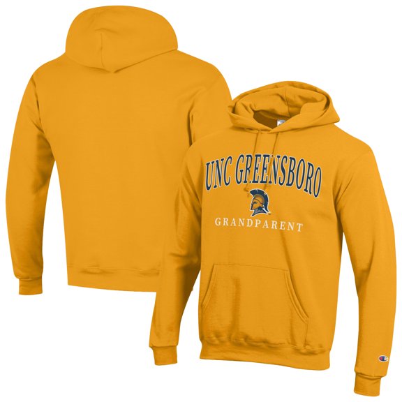 Men's Champion Gold UNCG Spartans Grandparent Arch Logo Eco Powerblend Hoodie
