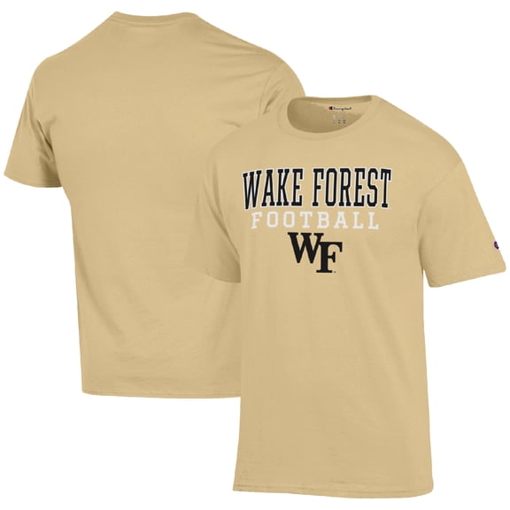 Men's Champion Gold Wake Forest Demon Deacons Football Stack  T-Shirt