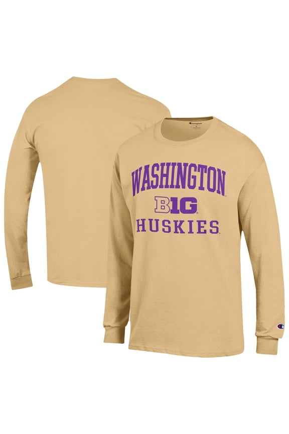Men's Champion Gold Washington Huskies Big Ten Long Sleeve T-Shirt
