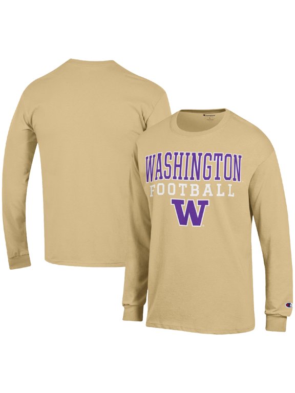 Men's Champion Gold Washington Huskies Football Stack Long Sleeve T-Shirt