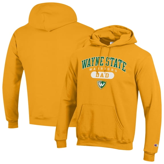 Men's Champion Gold Wayne State Warriors Dad Pill Box Eco Powerblend Hoodie