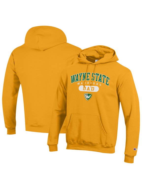 Men's Champion Gold Wayne State Warriors Dad Pill Box Eco Powerblend Hoodie