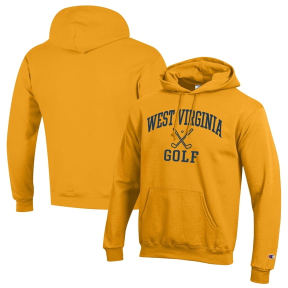 Men's Champion  Gold West Virginia Mountaineers Icon Golf Powerblend Pullover Hoodie