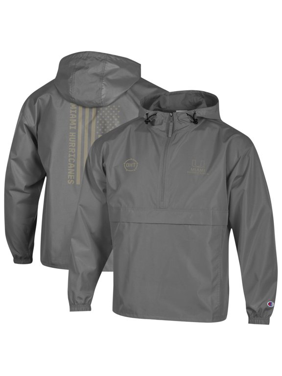 Men's Champion Graphite Miami Hurricanes OHT Flag Packable Jacket