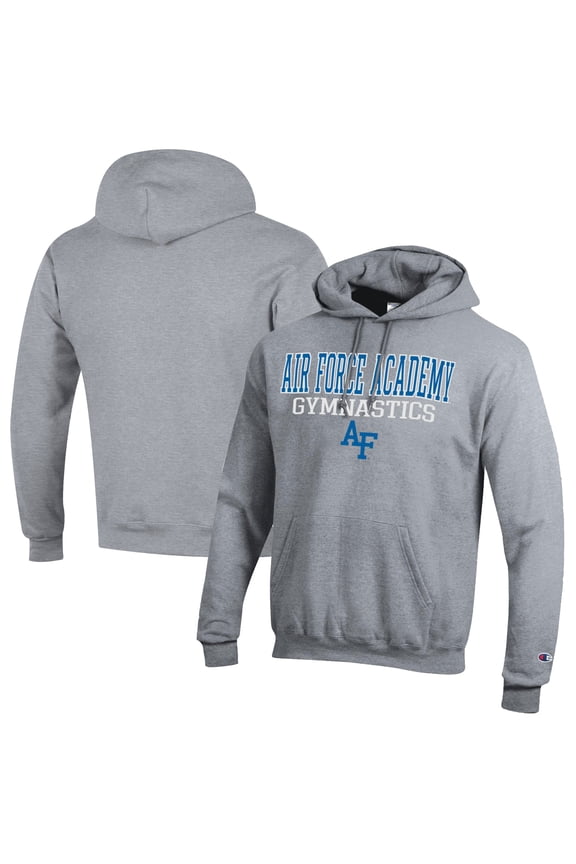 Men's Champion Gray Air Force Falcons Gymnastics Stack Powerblend Pullover Hoodie