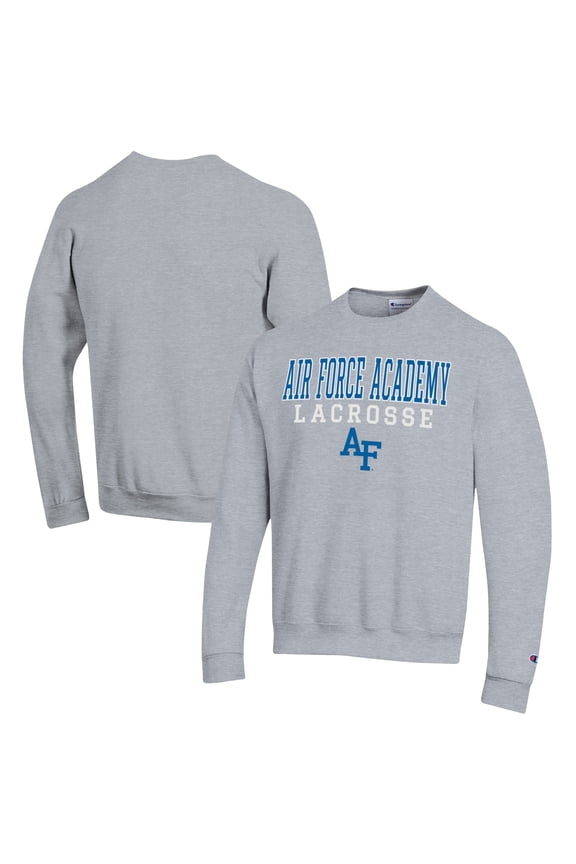 Men's Champion Gray Air Force Falcons Lacrosse Stack Pullover Sweatshirt