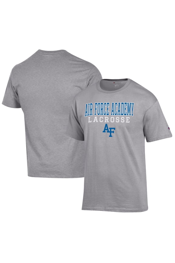 Men's Champion Gray Air Force Falcons Lacrosse Stack T-Shirt
