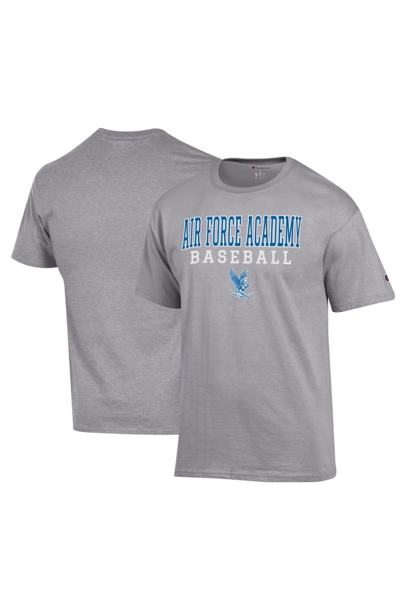Men's Champion Gray Air Force Falcons Primary Team Logo Stack Logo Baseball Powerblend T-Shirt
