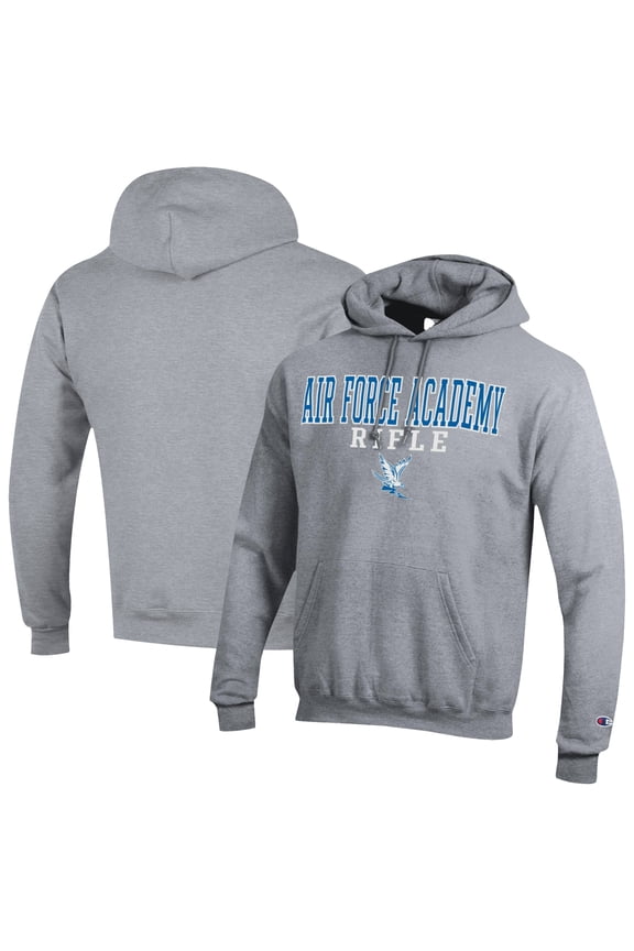Men's Champion Gray Air Force Falcons Rifle Stack Powerblend Pullover Hoodie
