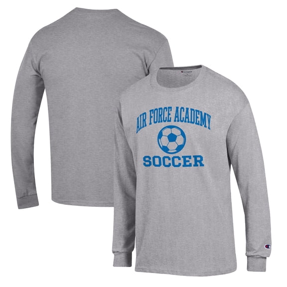Men's Champion Gray Air Force Falcons Soccer Icon Long Sleeve T-Shirt
