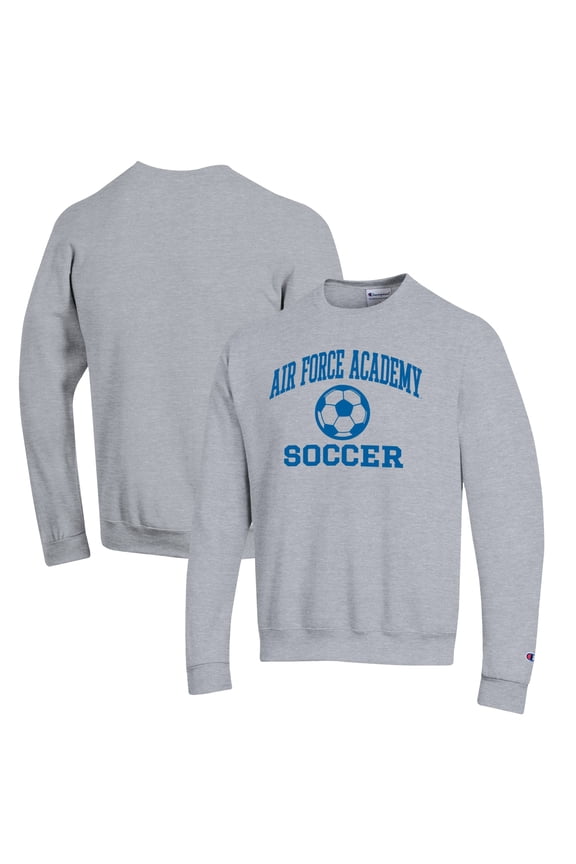 Men's Champion Gray Air Force Falcons Soccer Icon Powerblend Pullover Sweatshirt